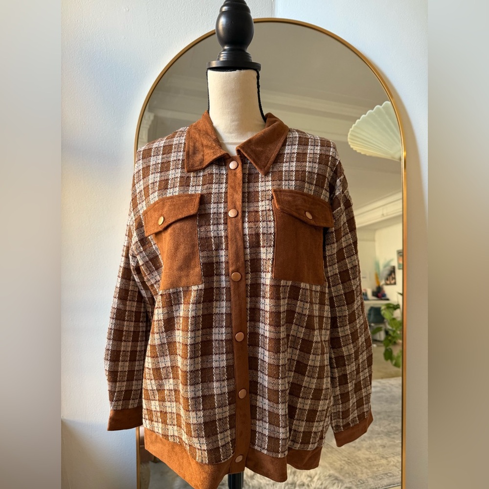 Brown Plaid Utility Jacket